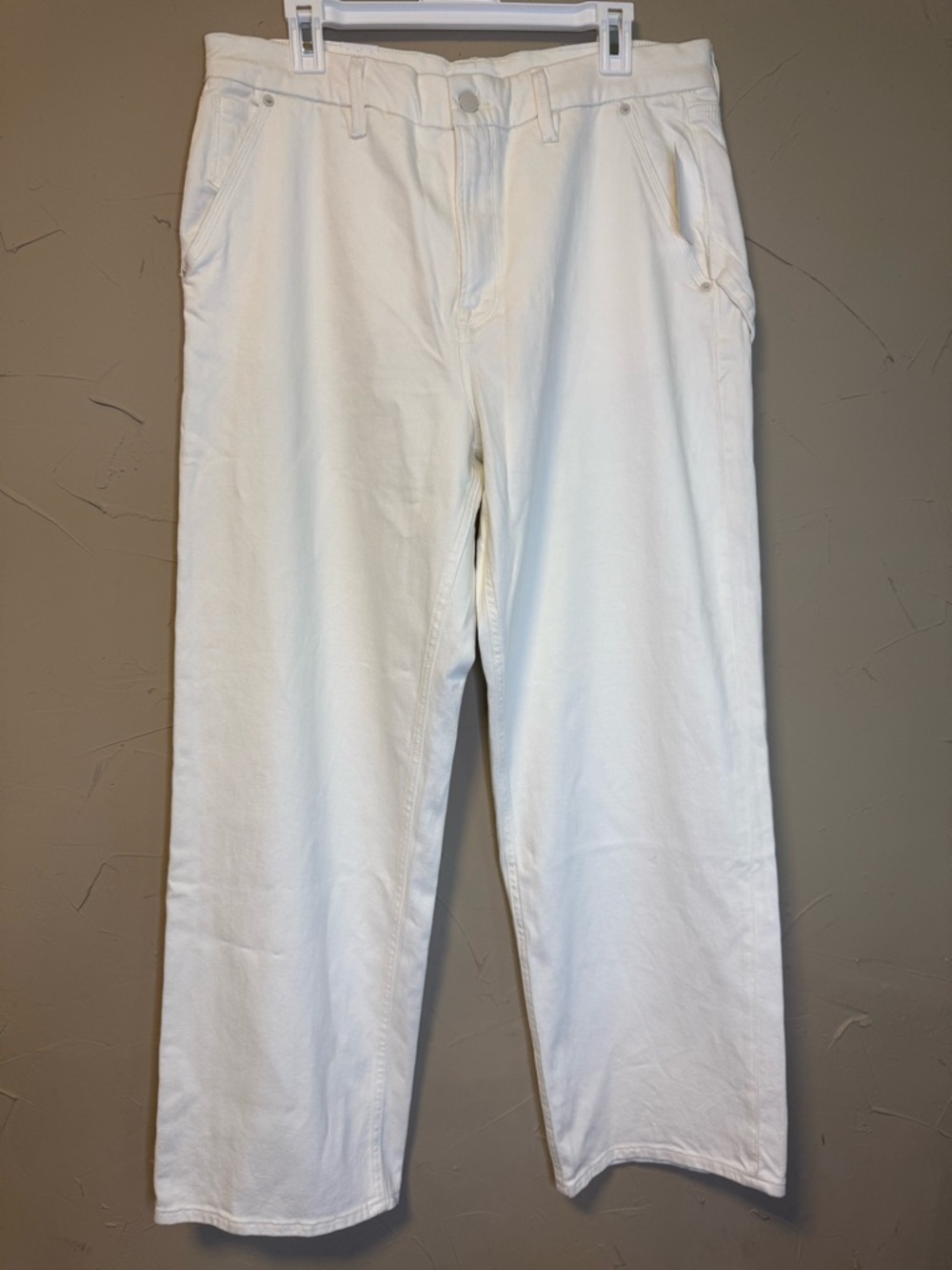 Good American Petite 90s Relaxed Wide Straight Jeans Cloud White Sz 14/32 - Picture 2 of 13